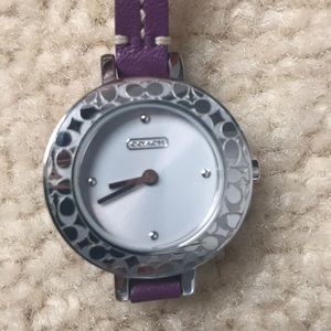 New! Coach Purple Leather Watch